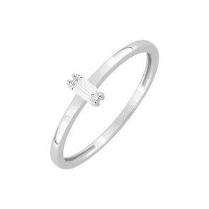 Bague or gris 750/18 ct avec zircone baguette, Fantaisie
