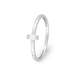 Bague or gris 750/18 ct avec zircone baguette, Fantaisie