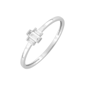Bague or gris 750/18 ct avec zircones baguette, Fantaisie