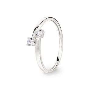 Damenring 750/18 K Weissgold mit Zirkonia Toi & Moi