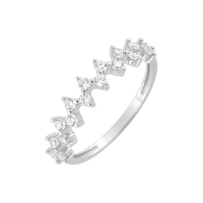 Damenring 750/18 K Weissgold mit Zirkonia, Zickzack
