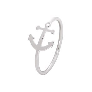 Ring 925 Silver rhodium-plated, Anchor