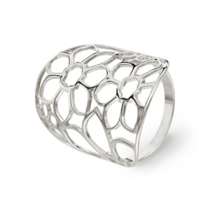 Damenring 925 Silber rhodiniert, Blumenmuster