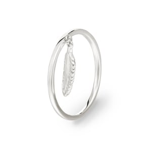 Damenring 925 Silber rhodiniert mit Anhänger Feder