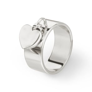 Damenring 925 Silber rhodiniert mit Herzanhänger