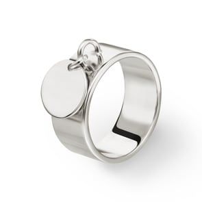 Damenring 925 Silber rhodiniert mit Plakette