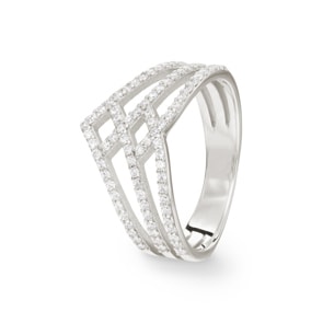 Damenring 925 Silber rhodiniert mit Zirkonia