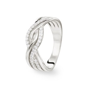 Damenring 925 Silber rhodiniert mit Zirkonia