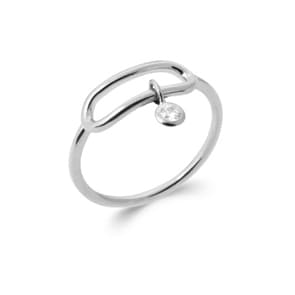 Damenring 925 Silber rhodiniert mit Zirkonia Anhänger