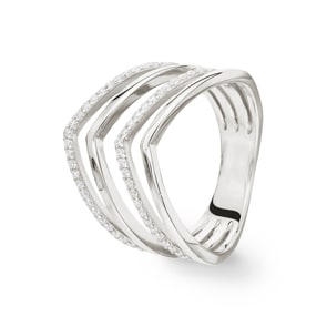 Damenring 925 Silber rhodiniert mit Zirkonia