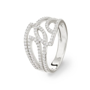 Damenring 925 Silber rhodiniert mit Zirkonia
