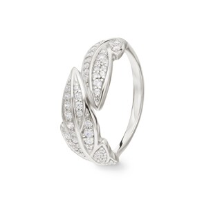 Damenring 925 Silber rhodiniert mit Zirkonia, Feder