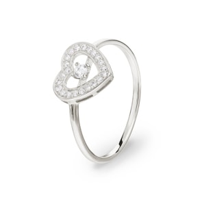 Damenring 925 Silber rhodiniert mit Zirkonia, Herz