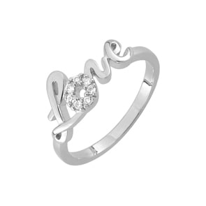 Damenring 925 Silber rhodiniert mit Zirkonia, Love