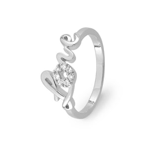 Bague Argent 925 rhodié avec zircones, Love