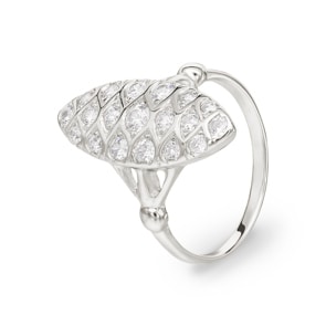 Damenring 925 Silber rhodiniert mit Zirkonia, Marquise