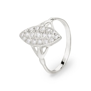 Damenring 925 Silber rhodiniert mit Zirkonia, Marquise