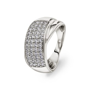 Damenring 925 Silber rhodiniert mit Zirkonia pavé