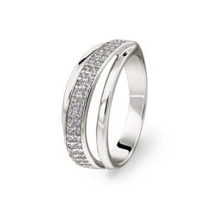 Damenring 925 Silber rhodiniert mit Zirkonia pavé