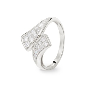 Damenring 925 Silber rhodiniert mit Zirkonia pavé