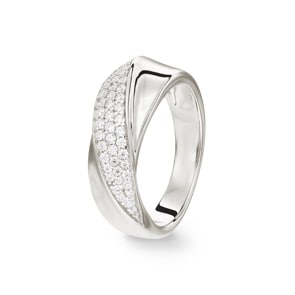 Damenring 925 Silber rhodiniert mit Zirkonia pavé