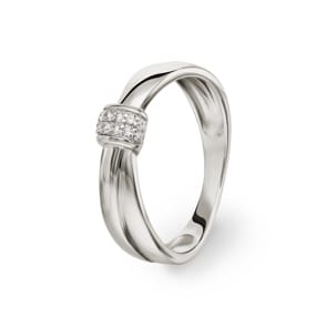 Damenring 925 Silber rhodiniert mit Zirkonia pavé