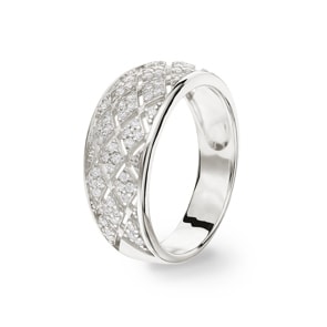 Damenring 925 Silber rhodiniert mit Zirkonia pavé
