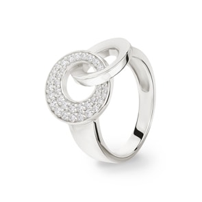 Damenring 925 Silber rhodiniert mit Zirkonia pavé