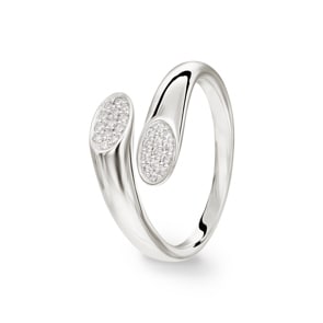 Damenring 925 Silber rhodiniert mit Zirkonia pavé