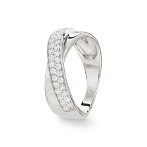 Damenring 925 Silber rhodiniert mit Zirkonia pavé