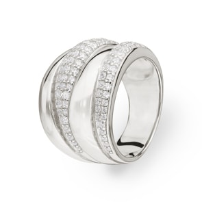 Damenring 925 Silber rhodiniert mit Zirkonia pavé