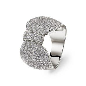 Damenring 925 Silber rhodiniert mit Zirkonia pavé