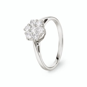 Damenring 925 Silber rhodiniert mit Zirkonia pavé, Blume