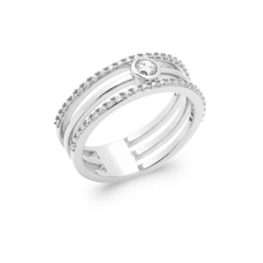 Damenring 925 Silber rhodiniert mit Zirkonia