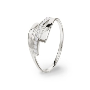 Damenring 925 Silber rhodiniert mit Zirkonia rund