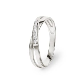 Damenring 925 Silber rhodiniert mit Zirkonia rund