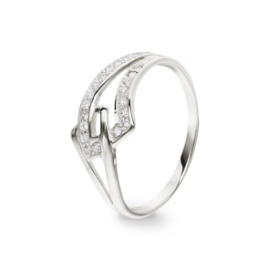 Damenring 925 Silber rhodiniert mit Zirkonia rund