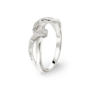 Damenring 925 Silber rhodiniert mit Zirkonia rund