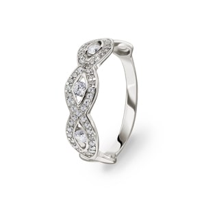 Damenring 925 Silber rhodiniert mit Zirkonia rund