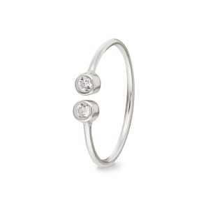 Damenring 925 Silber rhodiniert mit Zirkonia rund