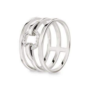 Damenring 925 Silber rhodiniert mit Zirkonia rund