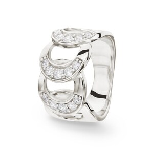 Ring 925 Silver rhodium-plated with round Cubic Zirconia