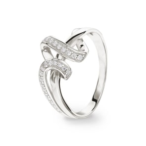 Damenring 925 Silber rhodiniert mit Zirkonia rund