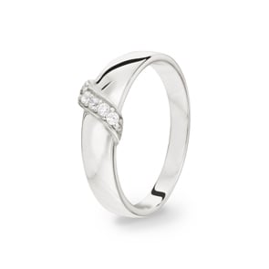 Damenring 925 Silber rhodiniert mit Zirkonia rund