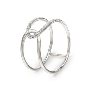 Damenring 925 Silber rhodiniert mit Zirkonia rund