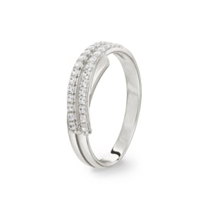 Damenring 925 Silber rhodiniert mit Zirkonia rund