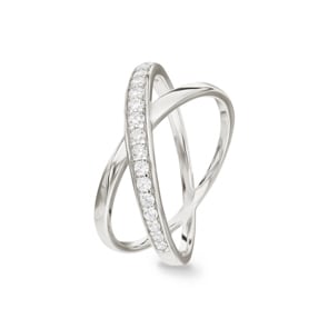 Damenring 925 Silber rhodiniert mit Zirkonia rund