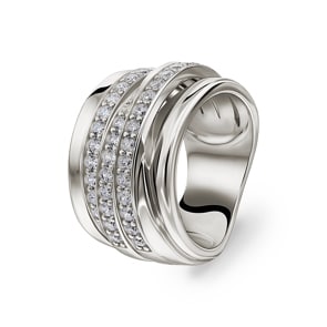 Damenring 925 Silber rhodiniert mit Zirkonia rund