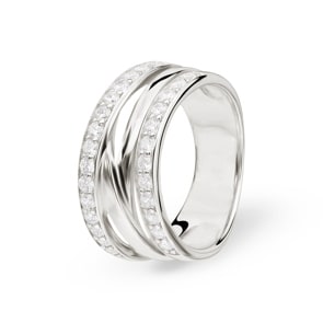 Damenring 925 Silber rhodiniert mit Zirkonia rund