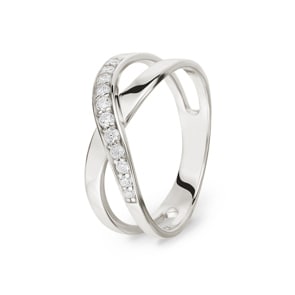 Damenring 925 Silber rhodiniert mit Zirkonia rund